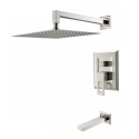 Aquarius Mixer Bath & Shower 12 Inch Square Rain Head Pressure Balanced Brushed Nickel, With Waterfall Full Body Coverage, Luxury Shower Design, With Hand Spray. It Must Be A Beautiful Decoration For Your Bathroom- APT118-BN – AQUA303