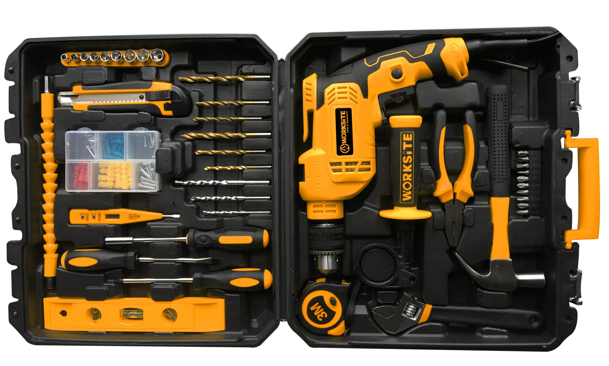 Worksite Impact Drill 102 Pcs Kit Chuck Size 13mm(1/2inch), 650W Impact Drill, Adjustable speed, Reversible, EID448-KIT-110V