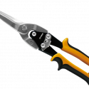 WORKSITE 12 Inch Stratigh Aviation Snip. Long Snip Measures 300 Millimeter. Latch Design Allows For A Quick Single-Handed Operation. Snip Tool Features A Flat Blade That Cuts Straight And Curves. Great For Cutting Sheet Metal, Vinyl, Plastic, Rubber And Many Other Applications. WT6032