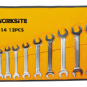 Worksite Double Open End Wrench Spanner 12pc Set, Metric. Full Polished Spanners with Chrome Plating, Made with Forged and Heat-Treated Carbon Steel, Include Roll-up Storage Pouch, Metric up to 22mm, Mirror Finish WT2114
