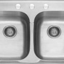 Sink With Double Basin, W/Waste, Top Mount – Stain Resistant – Chemical Resistant – Spacious – Prevents Over Flow – Easy To Clean- AUGH032