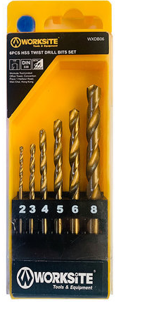 WORKSITE 6 Piece HSS Twist Drill Bits Set. High-Speed Steel Bits Suitable  For Cutting Stainless Steel, Iron Castings, Copper, Aluminum, And Other  Soft Metals As Well As Plastics, Wood, Etc. The Drill