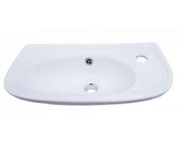 WALL HUNG Ceramic Basin 20 Inch X 9.5 Inch. Wall Mounted Bathroom Sink 20 Inch Wide White Grade A Ceramic Porcelain Coated. Floating Wall Hung Sink With Overflow And Pre Drilled Single Faucet Hole. Can Be Used In Small Apartments With Limited Space.  This Versatile And Skillfully Designed Compact Floating Vessel Sink Is Sure To Add Style And Beauty To Your Bathroom, Vanity, Or Kids Washroom Without Occupying Much Space. Grab This Elegant White Ceramic Wall Mounted Sink Now. Add An Instant Trendy Classy Mood To Your Bathroom. Also Perfect for Shops, Mini Restaurants, Roti Shops, and Bars –  HJBF026