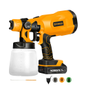 WORKSITE Cordless Paint Sprayer Gun Professional Airless Water Garden Home Texture Wall Painting Ceiling 20V Battery Spray Gun CSG102 Description No	Item	Data 1	Voltage	20V Max 2	Power Consumption	150W 3	Motor Speed	32,000rpm 4	Container Volume	700mL 5	Nozzle	1.8mm 6	Max. Viscosity	60-80 DIN-Secs 7	Battery Capacity	2.0Ah 8	Battery&Charger	1pc  Item Number: CSG102