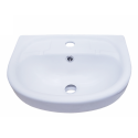 WALL HUNG Ceramic Basin 16.5 Inch X 13 Inch X 5 Inch. Wall Mounted Bathroom Sink 16.5 Inch Wide White Grade A Ceramic Porcelain Coated. Floating Wall Hung Sink With Overflow And Pre Drilled Single Faucet Hole. Can Be Used In Small Apartments With Limited Space.  This Versatile And Skillfully Designed Compact Floating Vessel Sink Is Sure To Add Style And Beauty To Your Bathroom, Vanity, Or Kids Washroom Without Occupying Much Space. Grab This Elegant White Ceramic Wall Mounted Sink Now. Add An Instant Trendy Classy Mood To Your Bathroom. Also Perfect for Shops, Mini Restaurants, Roti Shops, and Bars –  HJBF025