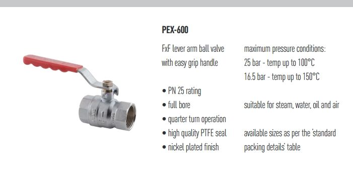 PEX-600 Ball Valve Chrome 3/4″