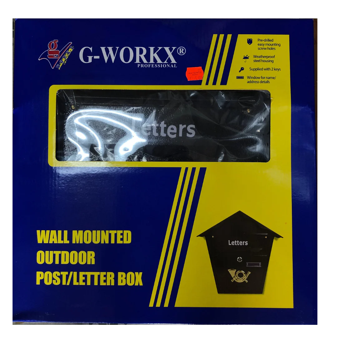 G-WORKX Wall Mounted Outdoor Post/Letter Box Heavy Duty Coated Steel, Letter Box for Curbside Parcels, – KGBM01B